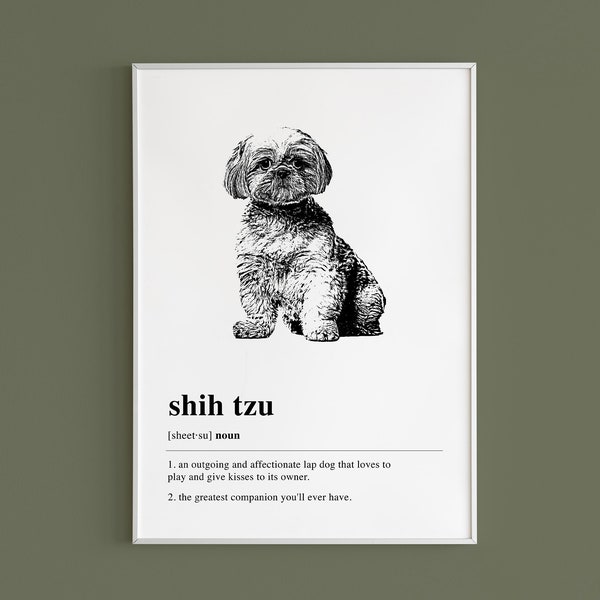 Shih Tzu Definition Printable Wall Art | Shih Tzu Gift | Shih Tzu Print | Shih Tzu Decor | Shih Tzu Poster | Minimal Art | DIGITAL DOWNLOAD