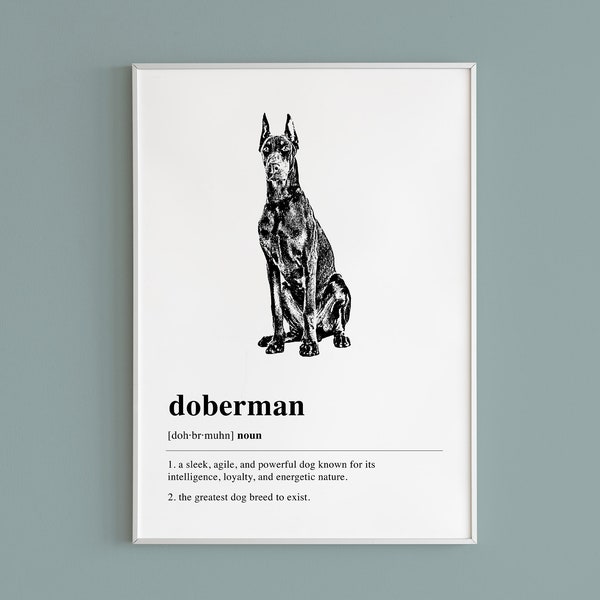 Doberman Definition Printable Wall Art | Doberman Gift | Doberman Print | Doberman Decor | Doberman Poster | Minimal Art | DIGITAL DOWNLOAD