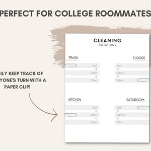 Roommate Chore Chart Template | Editable Adult Chore Chart | Cleaning ...