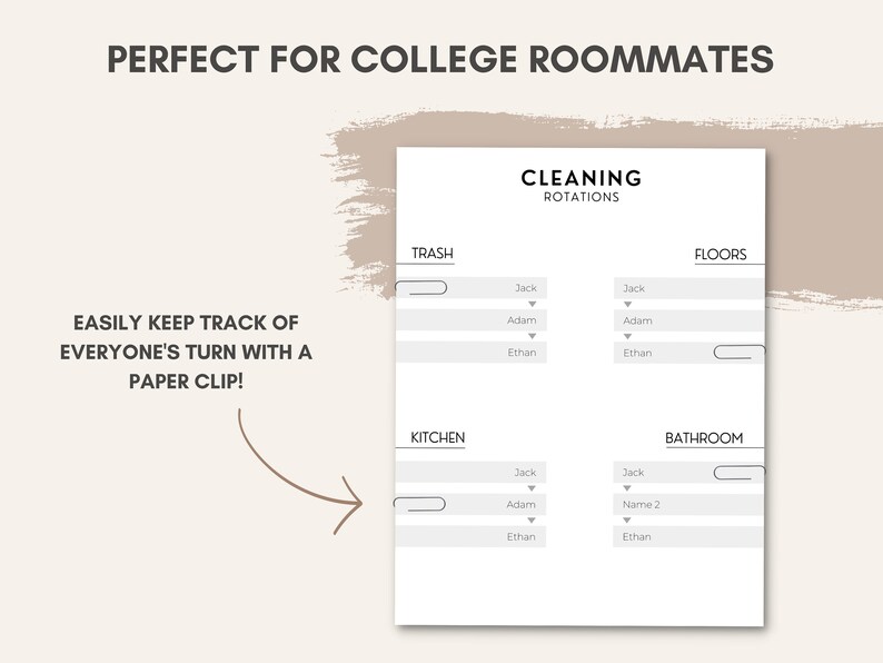 Roommate Chore Chart Template Editable Adult Chore Chart Cleaning