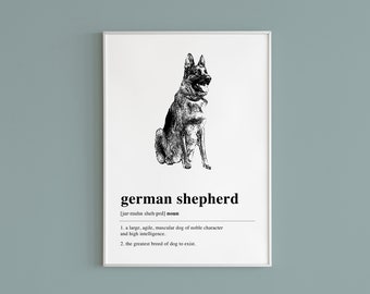 Arte murale stampabile raffigurante un pastore tedesco / Regalo per amanti dei cani / Arte canina / Decorazioni per cani / Arte del pastore tedesco / Arte minimalista / Download digitale