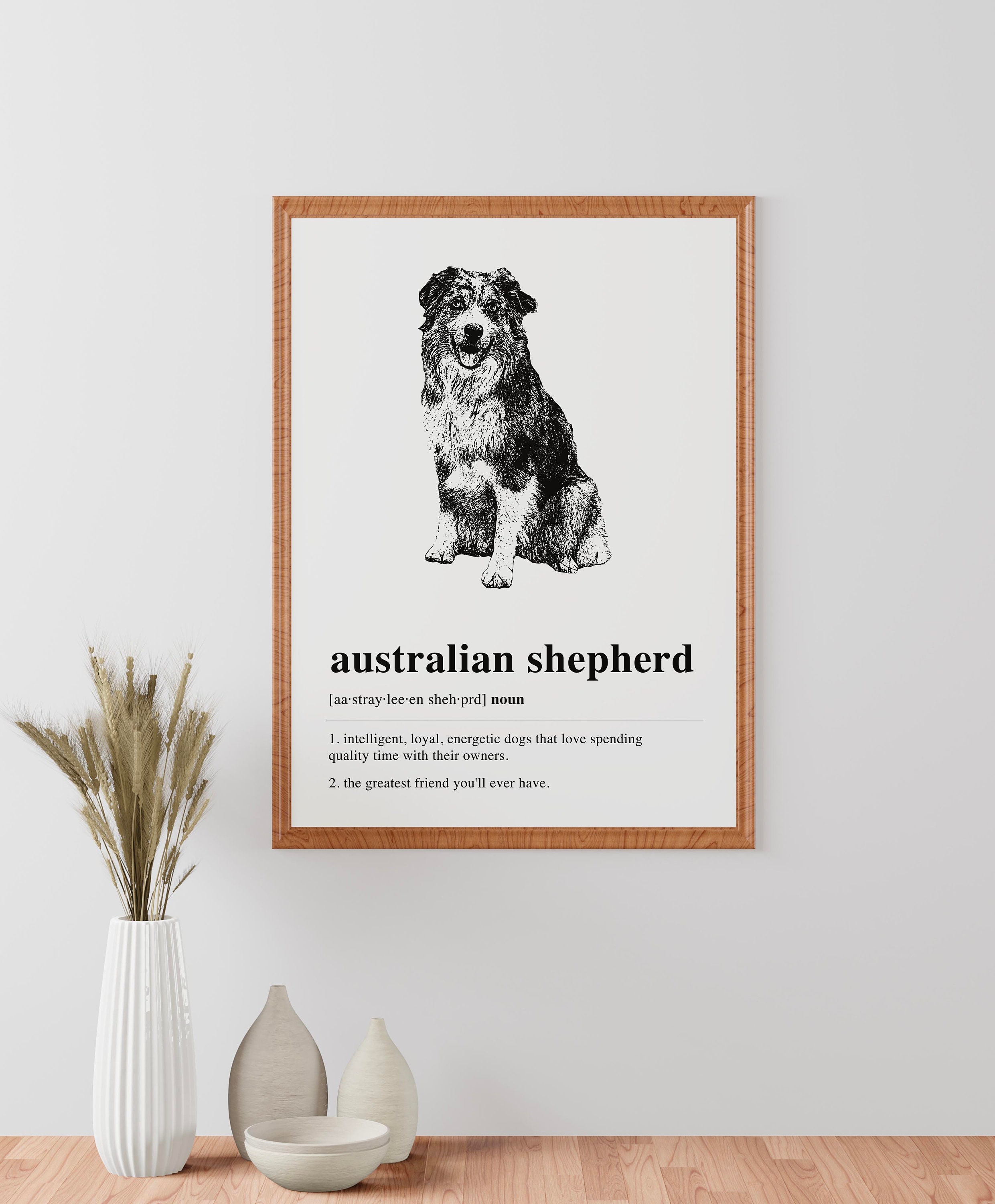 Australian Shepherd Printable Wall Art Dog Lover Gift Dog - Etsy