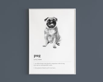 Pug Definition Printable Wall Art | Pug Gift | Dog Lover Gift | Dog Art Print | Pug Art | Aesthetic Art | DIGITAL DOWNLOAD