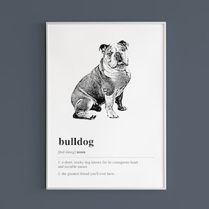 Bulldog Definition Printable Wall Art | Bulldog Gift | Bulldog Print | Bulldog Decor | Bulldog Poster | Minimal Art | DIGITAL DOWNLOAD