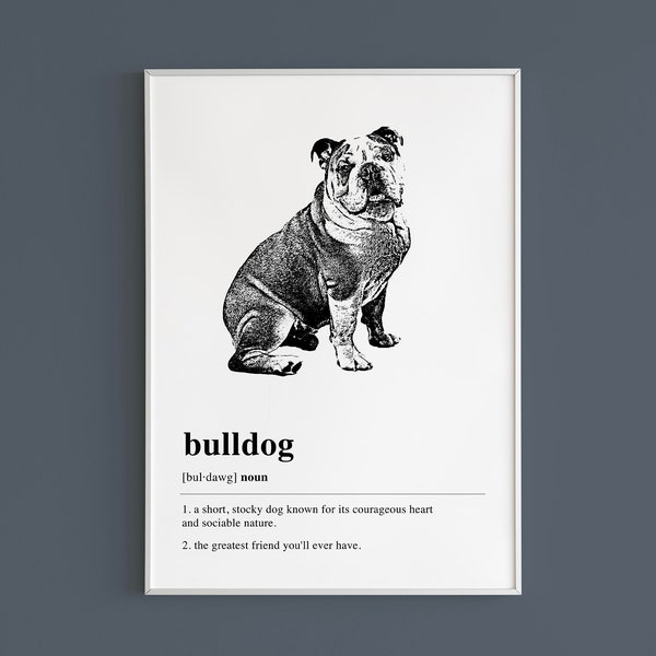 Bulldog Definition Printable Wall Art | Bulldog Gift | Bulldog Print | Bulldog Decor | Bulldog Poster | Minimal Art | DIGITAL DOWNLOAD