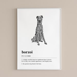 Art mural imprimable définition Barzoï | Cadeau Barzoï | Impression Barzoï | Décoration Barzoï | Poster Barzoï | Art minimaliste | TÉLÉCHARGEMENT NUMÉRIQUE