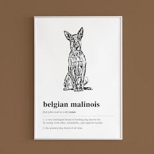 Belgian Malinois Definition Printable Wall Art, Belgian Malinois Gift, Malinois Print, Belgian Malinois Decor, Minimal Art, DIGITAL DOWNLOAD
