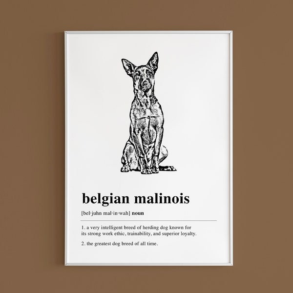 Belgian Malinois Definition Printable Wall Art, Belgian Malinois Gift, Malinois Print, Belgian Malinois Decor, Minimal Art, DIGITAL DOWNLOAD