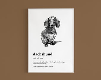 Dachshund Definition Printable Wall Art, Dachshund Gift, Dog Lover Gift, Dog Art Print, Dachshund Decor, Aesthetic Art | DIGITAL DOWNLOAD