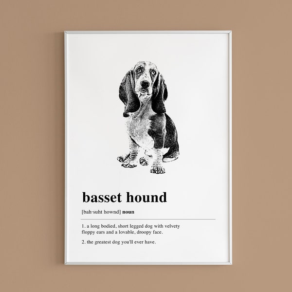 Basset Hound Definition Printable Art | Basset Hound Gift | Basset Hound Print | Basset Hound Decor | Basset Hound Poster | DIGITAL DOWNLOAD