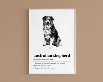 Australian Shepherd Printable Wall Art | Dog Lover Gift | Dog Art | Dog Decor | Australian Shepherd Art | Minimal Art | Digital Download