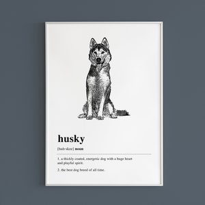 Arte de pared imprimible de husky siberiano / Regalo para amantes de los perros / Arte canino / Decoración canina / Arte de husky / Regalo de husky / Arte contemporáneo / Descarga digital