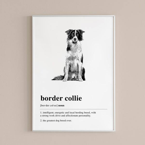 Border Collie Definition Printable Wall Art, Border Collie Gift, Dog Lover Gift, Dog Art Print, Border Collie Decor | DIGITAL DOWNLOAD