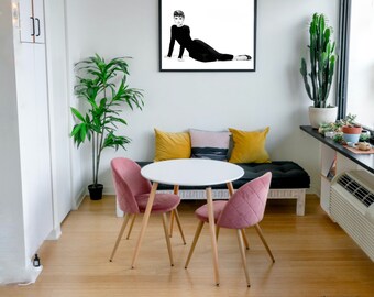 Audrey Hepburn Poster| Black And White| Audrey Hepburn Print| Decor| Wall Art| Premium horizontal Posters, Satin Gloss Finish
