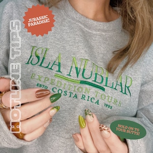 Isla Nublar Expedition Tours - Jurassic Park Inspired Embroidered Crewneck Sweatshirt