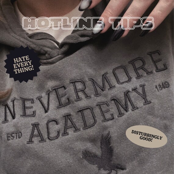 Wednesday Addams Vintage Varsity Inspired Embroidered Nevermore Academy Hoodie