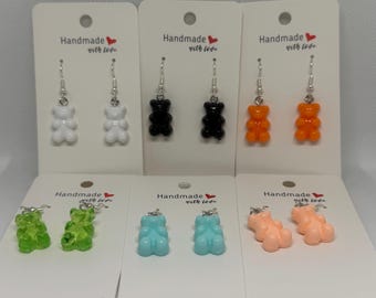 Solid Colour Gummy Bear Hook Earrings
