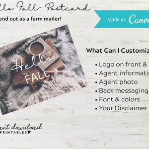 Fall Real Estate Postcard | Hello Fall | Realtor Farming Card | Real Estate Marketing | Realtor Postcard Template | Canva| Popby