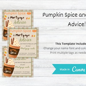 Pumpkin Spice And Real Estate or Mortgage Advice, Fall Pop By Tags, Pumpkin Pop By Tag, Small Business Marketing, Pumpkin Spice, Coffee