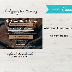 Real Estate, Lender Pie Giveaway, Realtor Pie Gift, Realtor Thanksgiving, Real estate marketing, Editable, Canva, Lender marketing