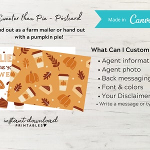 Sweeter Than Pie, Thanksgiving Postcard, Farming Card, Real estate marketing, Marketing, Canva, Lender Postcard, Fall Postcard, popby