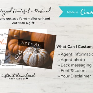 Real Estate/Lender Thanksgiving Postcard, Farming Card, Real estate marketing, Thanksgiving Postcard, Lender Postcard, Popby