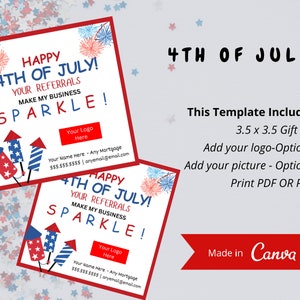 4th of July Real Estate Pop By Tags: Canva Template (Digital Download)