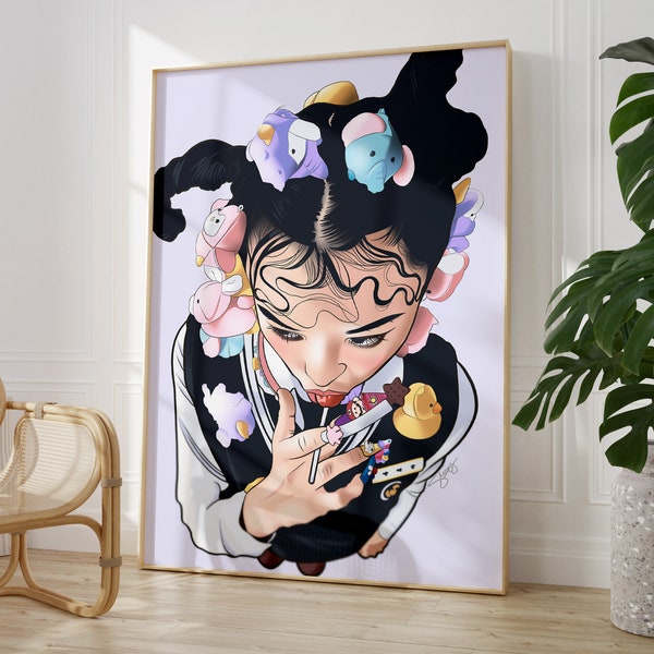 Japanese Fashion Art Print, Kawaii Teen Girl Room Decor, Cute College Dorm Wall Art, Baddie Aesthetic Poster, Colorful Maximalist Decor