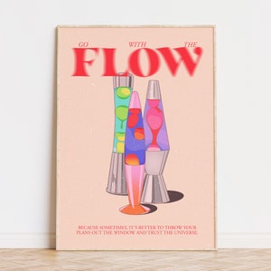 Colorful Retro Mental Health Poster, Aesthetic Teen Room Decor, Funky College Dorm Wall Art, Self Care Print, Daily Affirmation, Lava Lamps