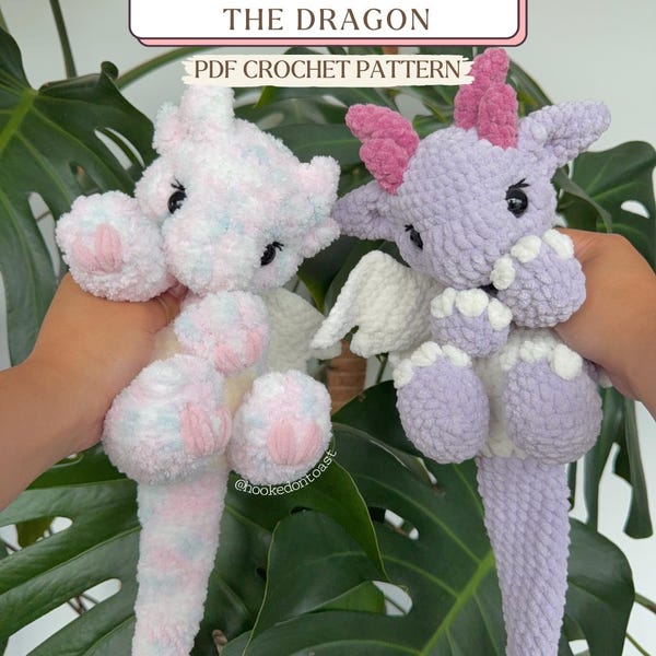 Lychee the Dragon Snuggler Crochet Pattern || PDF FILE, Cute Amigurumi Plushie Lovey