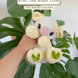 Kiwi the Baby Cow Snuggler PDF Crochet Pattern || PDF FILE, Cute Amigurumi Plushie Lovey
