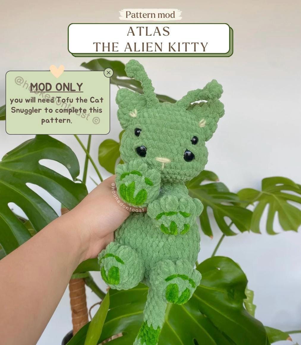 Atlas the Alien Kitty PDF Pattern || MOD ONLY Cute Amigurumi Plushie Lovey
