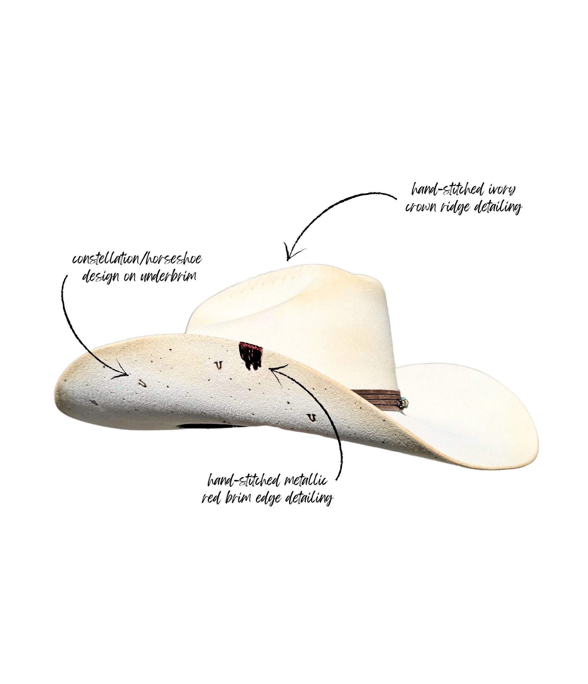 Underbrim Horseshoe Print Crisscross Lace Conch Western Cowboy Hat Rhinestone Horseshoe Cowboy Hat: Black Fringe Festival  main image 2