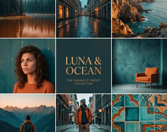 Presets de Lightroom LUNA & OCEAN en tonos verde azulado y naranja quemado (para escritorio y dispositivos móviles) – Fotografía de aventuras cinematográficas