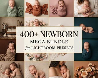 Paquete Mega de más de 400 presets de Lightroom para recién nacidos, tonos de piel cálidos y cremosos (para escritorio y móvil).