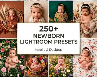 250+ Newborn Lightroom Presets, Soft Pastel Baby Photo Editing Bundle (Digital Download)