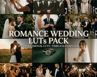 Paquete de LUTs para bodas románticas, filtros de vídeo cinematográficos (más de 30 archivos Cube)