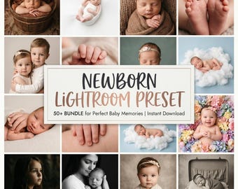 50+ Newborn Lightroom Presets Bundle, Baby Photo Editing Filters (Mobile&Desktop)