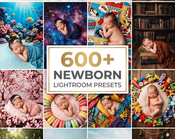 600+ Newborn Lightroom Presets, Bright Soft Pastel Baby Filters, Colorful Video LUTs (Mobile/Desktop)