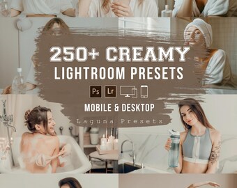 250+ Creamy Boho Lightroom Presets Bundle, Warm Airy Instagram Filter (Mobile & Desktop)