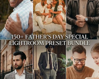 Paquete de más de 150 preajustes de Lightroom para el Día del Padre, filtros fotográficos de estilo de vida para caballeros (XMP, DNG)