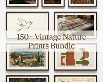 Paquete de más de 150 láminas vintage de naturaleza, paisajes con ambiente melancólico, arte botánico, conjunto para pared de galería (descarga digital)