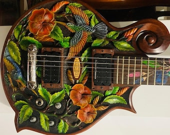 Blueberry NEW IN STOCK Handmade Electric Guitar Floral Motif Seymour Duncans