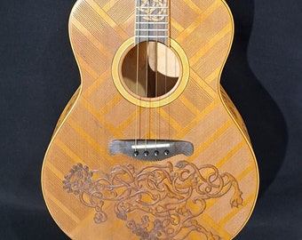 Handmade Blueberry Tenor Guitar: Carved Acoustic Instrument