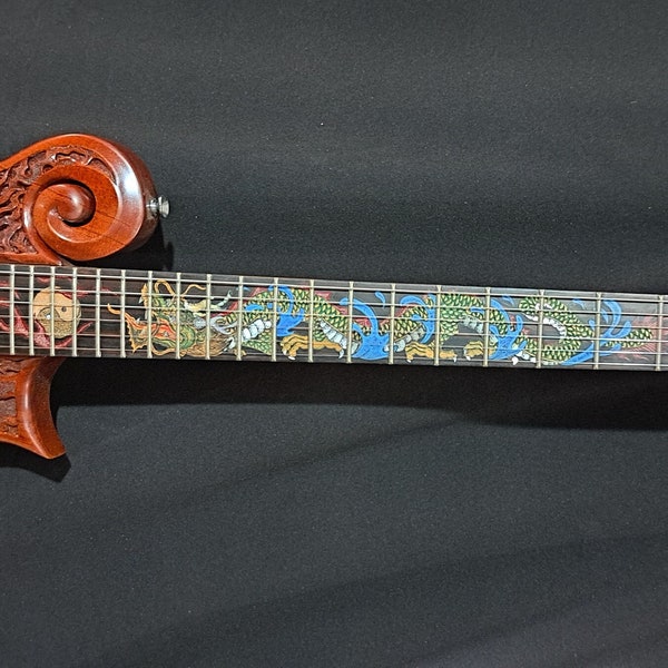 Blueberry Handmade Electric Guitar Dragon Motif Seymour Duncan Pickups Carved in Solid Mahogany