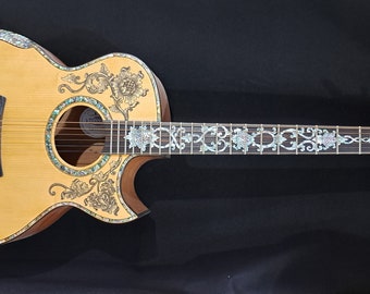 Blueberry NEW IN STOCK Handmade Acoustic Guitar Grand Concert Floral