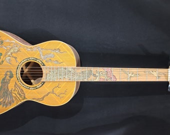 Vintage Harmony Stella Parlor Guitar, 1970s H6128, Made in USA W
