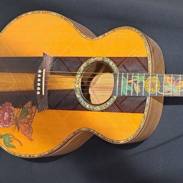 Blueberry NEW IN STOCK Handmade Acoustic Guitar Grand Concert Butterfly