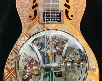 Blueberry Handmade Resonator (Dobro) Acoustic Guitar - NEW IN STOCK - with Stone, Maple and Mother of Pearl Inlay
