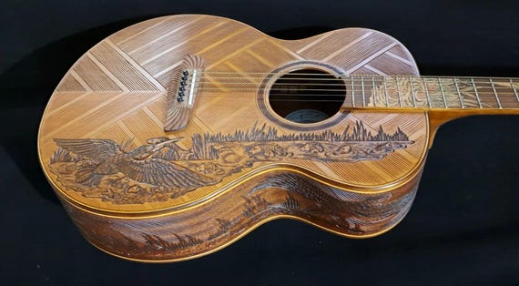Handmade Acoustic Guitar: Bird Motif Carved Wood, Grand Concert - Etsy